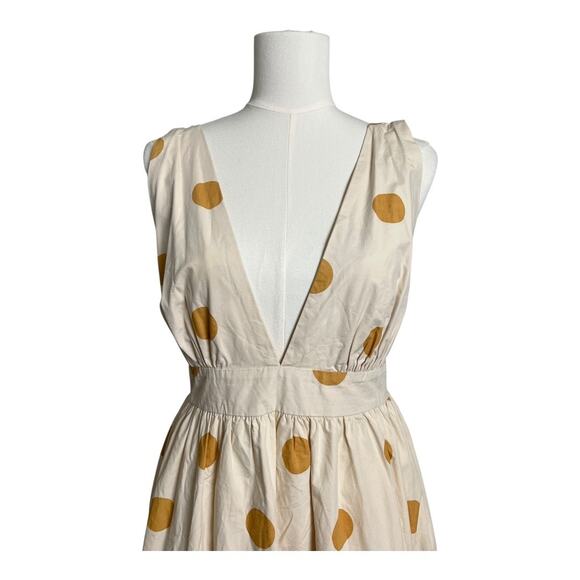 Petal & Pup Polka Dot Midi Dress Casual Plunge V-neck Full Skirt Medium Sundress - Picture 2 of 7